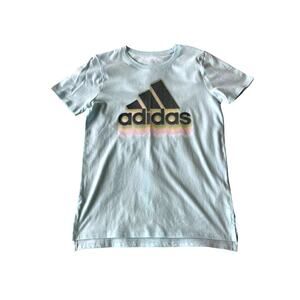 Adidas Girl's Logo Graphic Tee‎ T Shirt Blue L *NWT